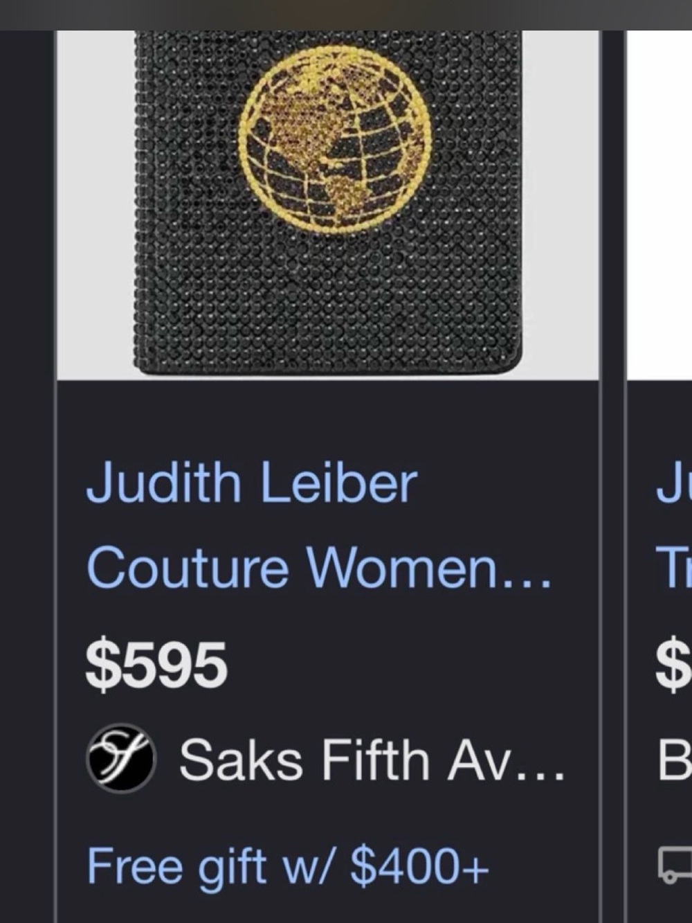 Judith Leiber Black and Gold Crystal Passport Holder